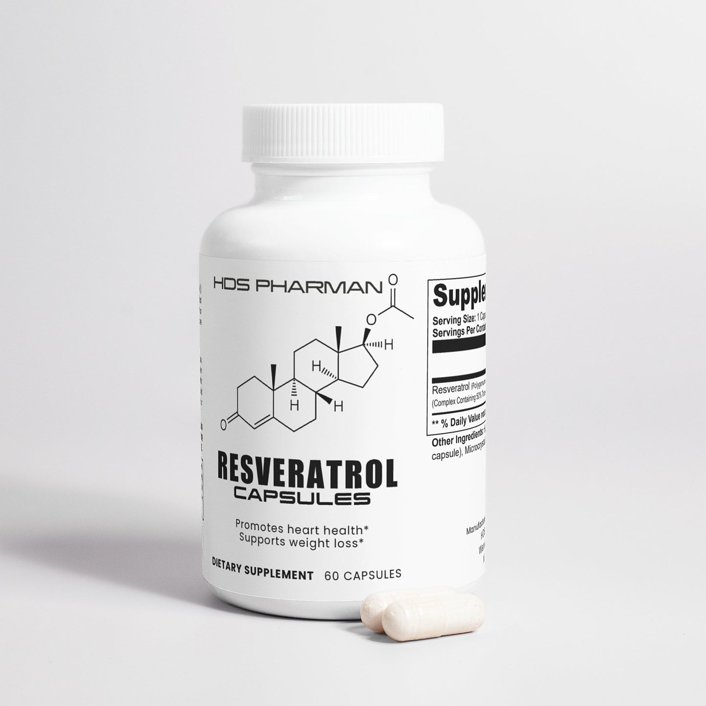 Resveratrol 50% 600mg - - 60 Capsules - 60 Day Supply