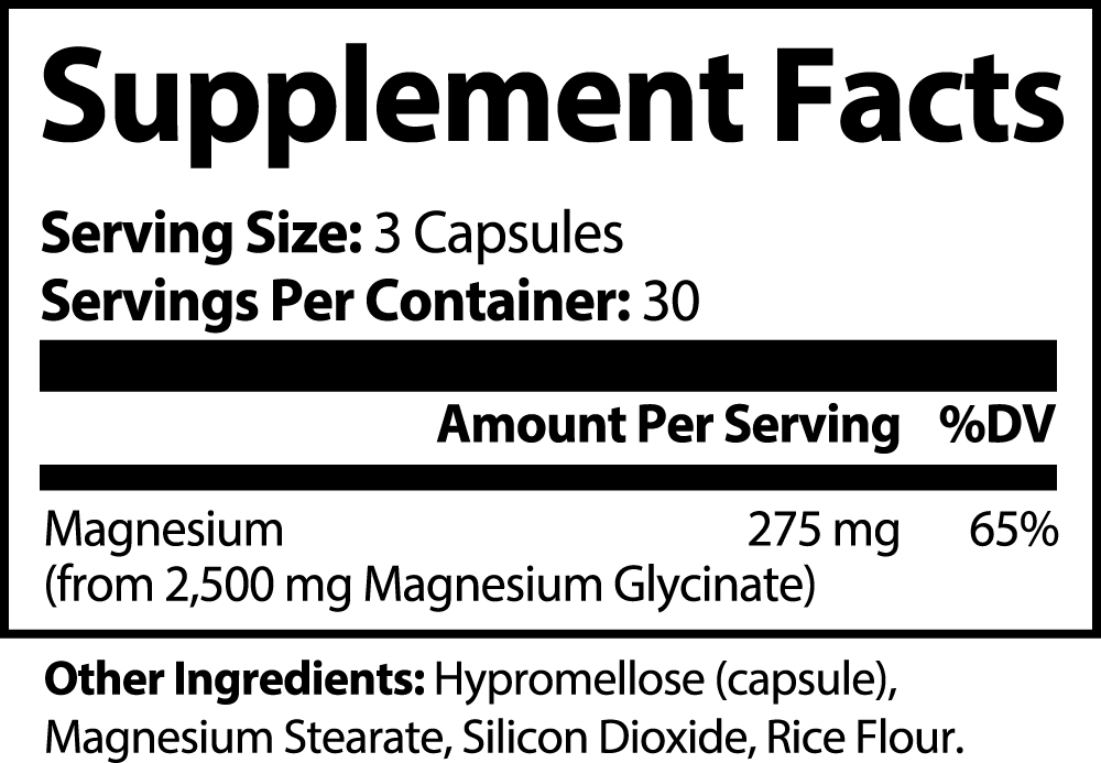 Magnesiumglycinat – 90 Kapseln – 30-Tage-Vorrat