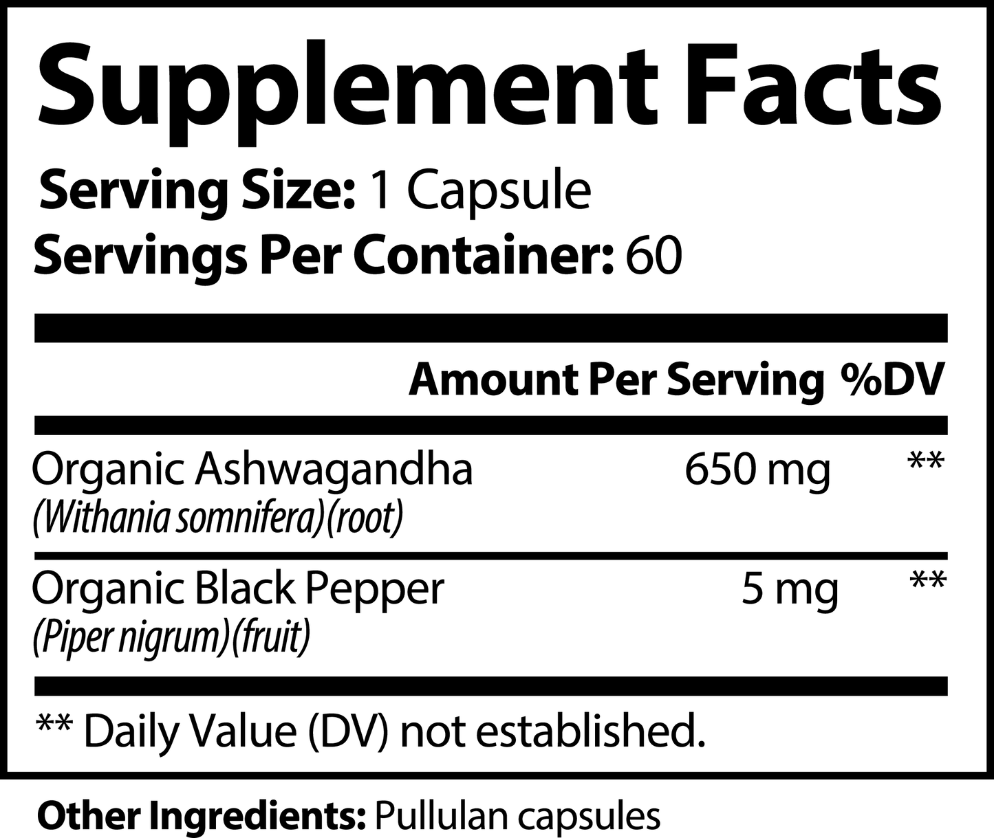 Ashwagandha Pro 60 Vegan caps.